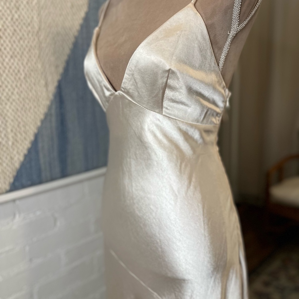 NWT Saints and Secrets Champagne Satin Finish Maxi Dress - Picture 6 of 10